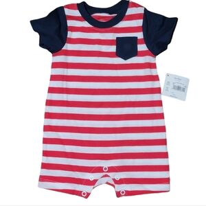 Way To Celebrate Patriotic One Piece Outfit Striped Infant Boys Size 0-3 MO NWT